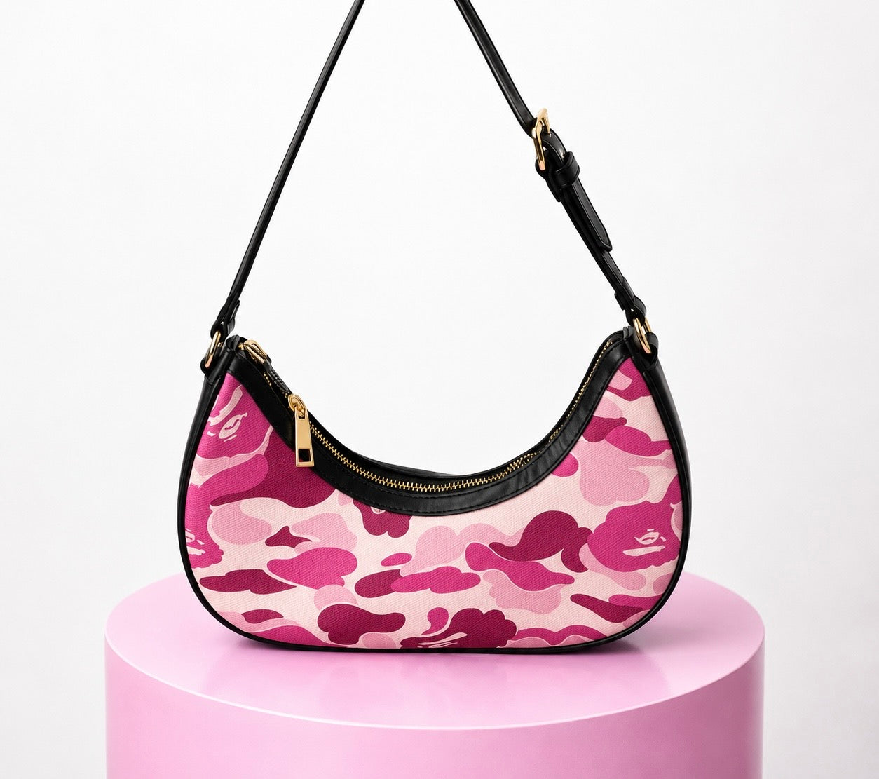 Pink Camo Moon Purse